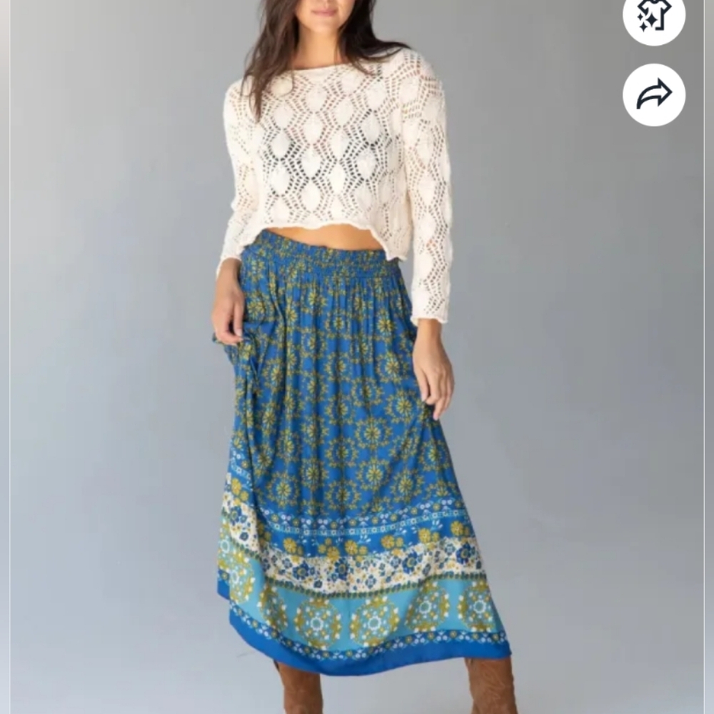 Natural Life | Blue Floral Skirt